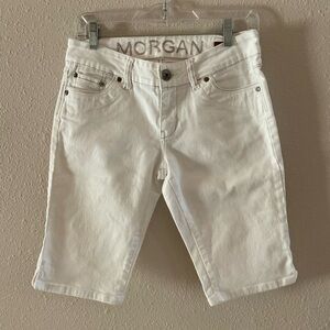 dELiA*s Morgan Denim Bermuda Shorts 5 Pockets Notched Hem White Juniors Size 7/8